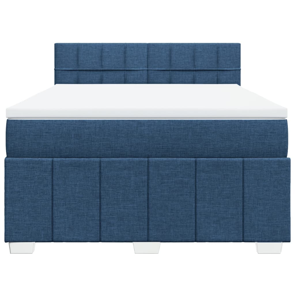 vidaXL Κρεβάτι Boxspring με Στρώμα Μπλε 160x200 εκ. Υφασμάτινο