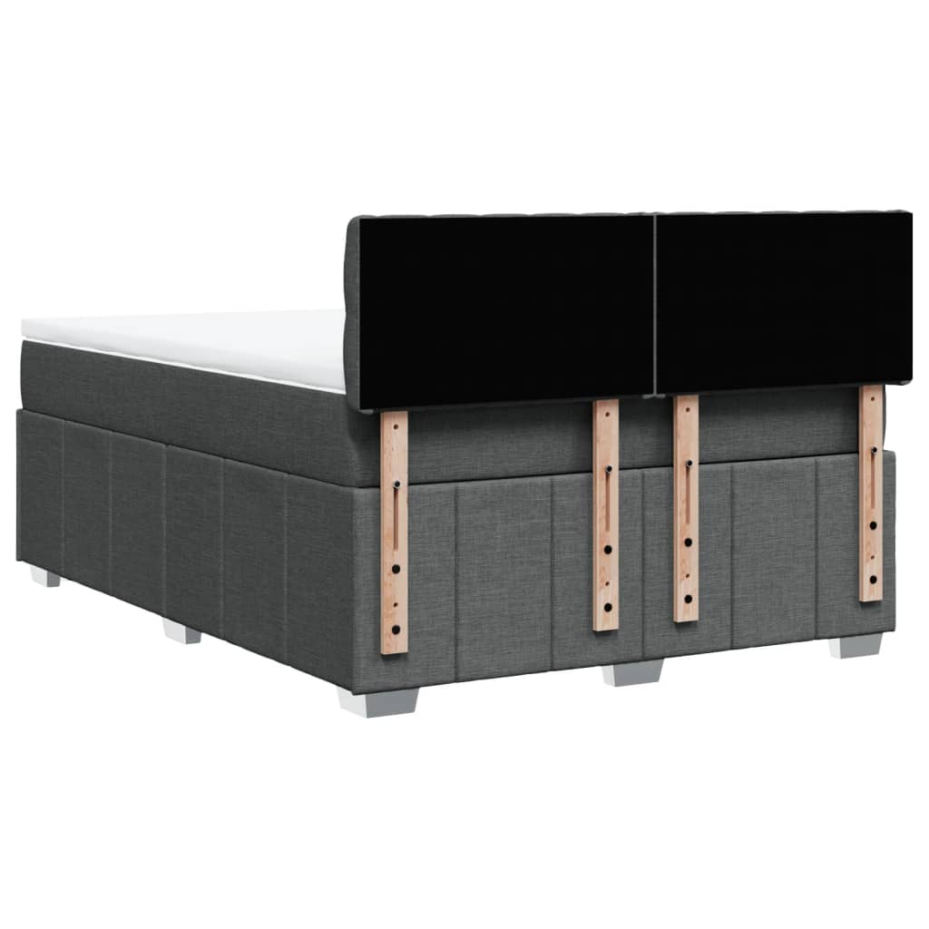 vidaXL Κρεβάτι Boxspring με Στρώμα Σκούρο Γκρι 160x200 εκ Υφασμάτινο