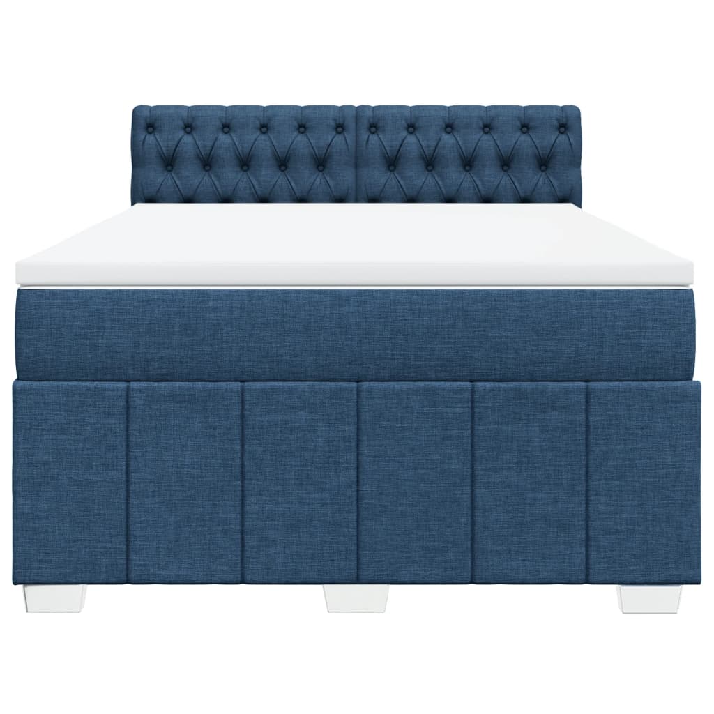 vidaXL Κρεβάτι Boxspring με Στρώμα Μπλε 160x200 εκ. Υφασμάτινο