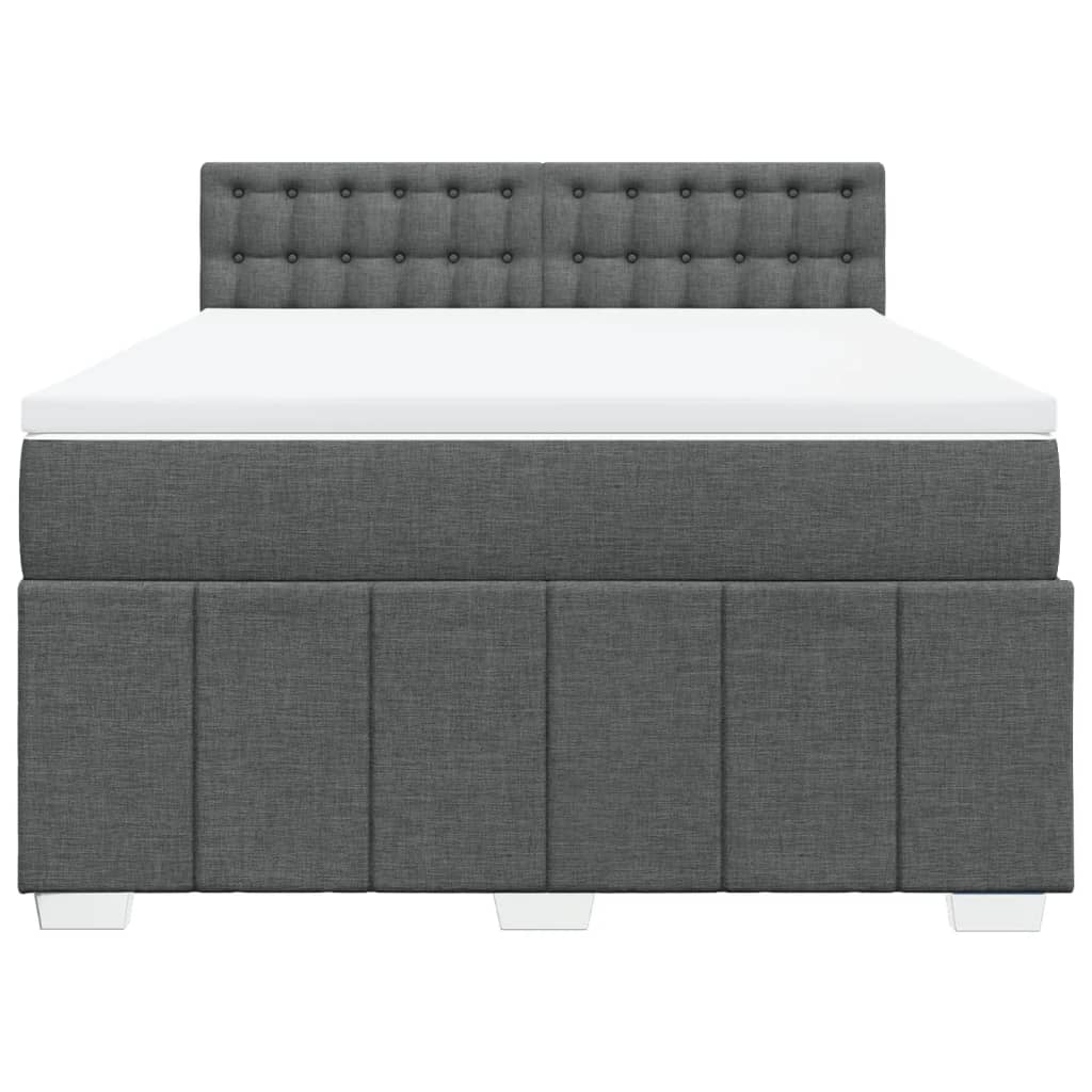 vidaXL Κρεβάτι Boxspring με Στρώμα Σκούρο Γκρι 160x200 εκ Υφασμάτινο