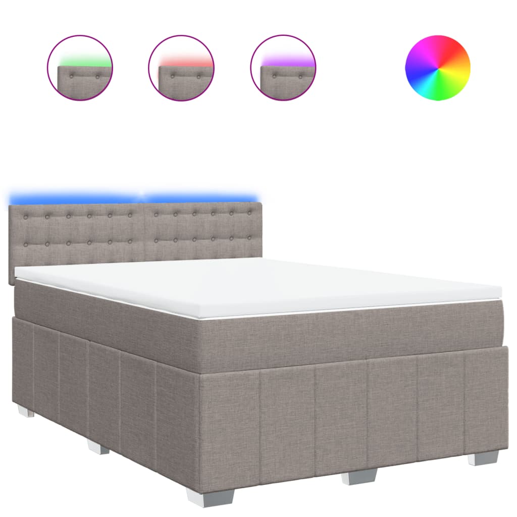 vidaXL Κρεβάτι Boxspring με Στρώμα Taupe 160x200 εκ. Υφασμάτινο