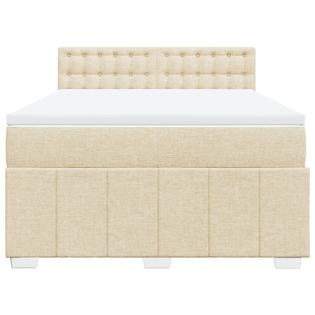 vidaXL Κρεβάτι Boxspring με Στρώμα Κρεμ 160x200 εκ. Υφασμάτινο