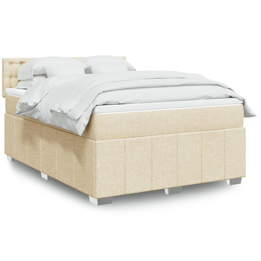 vidaXL Κρεβάτι Boxspring με Στρώμα Κρεμ 160x200 εκ. Υφασμάτινο