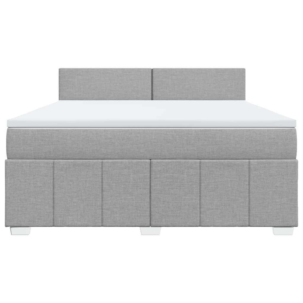 vidaXL Κρεβάτι Boxspring με Στρώμα Ανοιχτό Γκρι 180x200 εκ. Υφασμάτινο