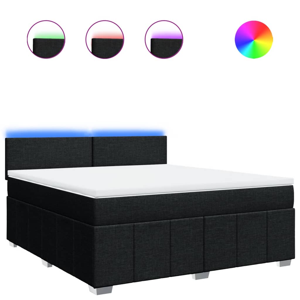vidaXL Κρεβάτι Boxspring με Στρώμα Μαύρο 180x200 εκ. Υφασμάτινο