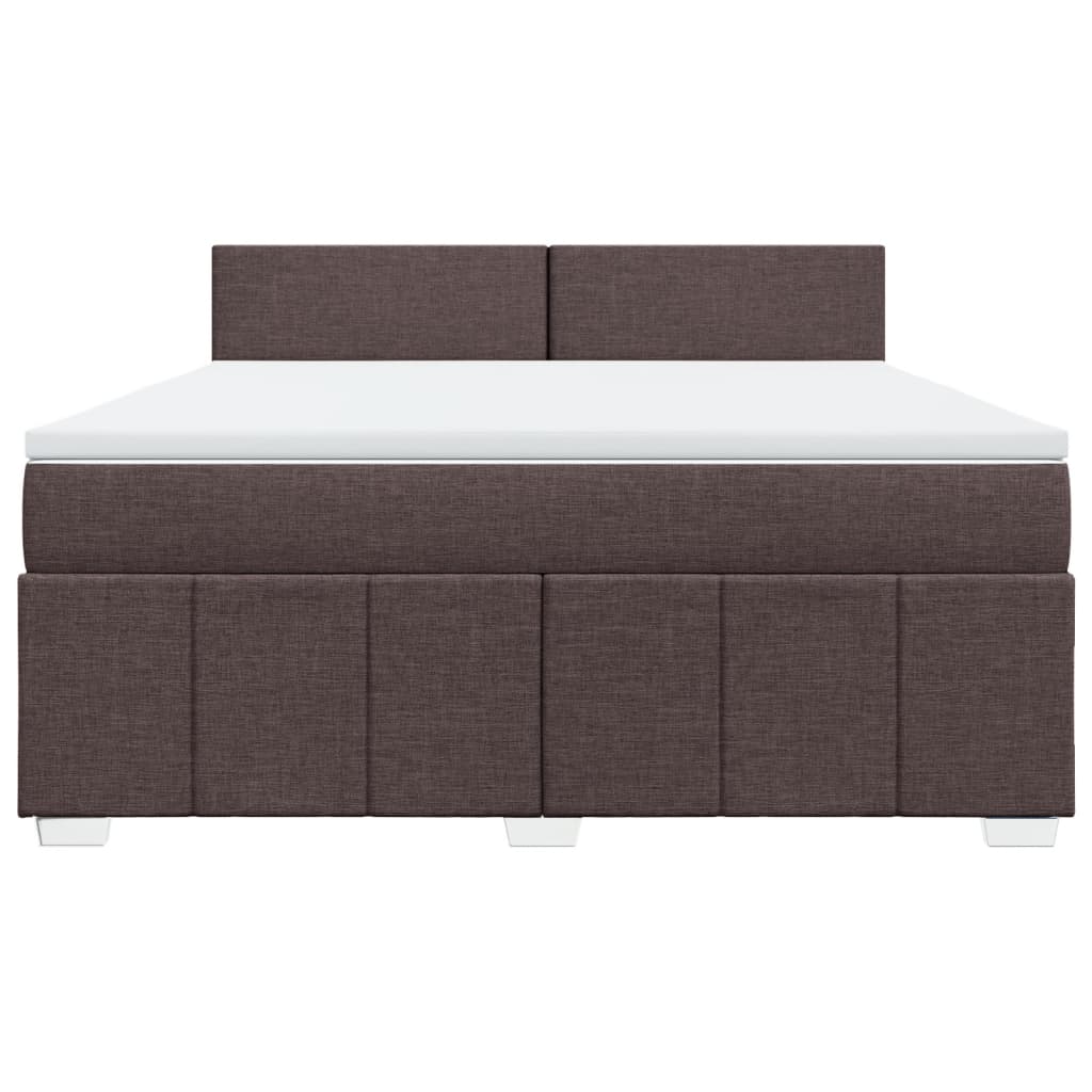 vidaXL Κρεβάτι Boxspring με Στρώμα Σκούρο Καφέ 180x200 εκ Υφασμάτινο