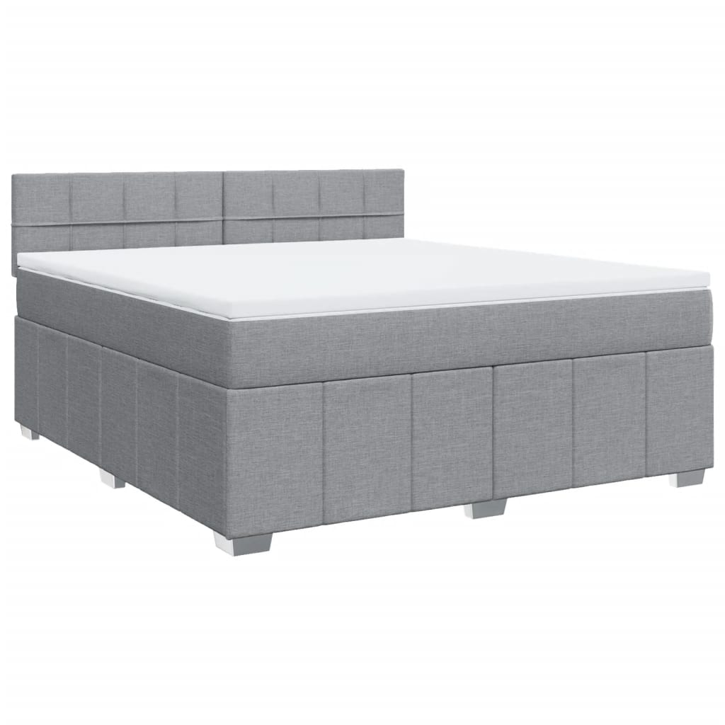 vidaXL Κρεβάτι Boxspring με Στρώμα Ανοιχτό Γκρι 180x200 εκ. Υφασμάτινο