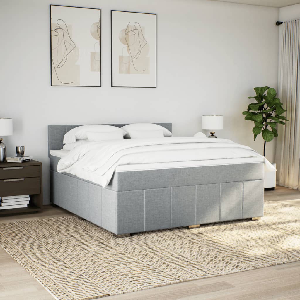 vidaXL Κρεβάτι Boxspring με Στρώμα Ανοιχτό Γκρι 180x200 εκ. Υφασμάτινο