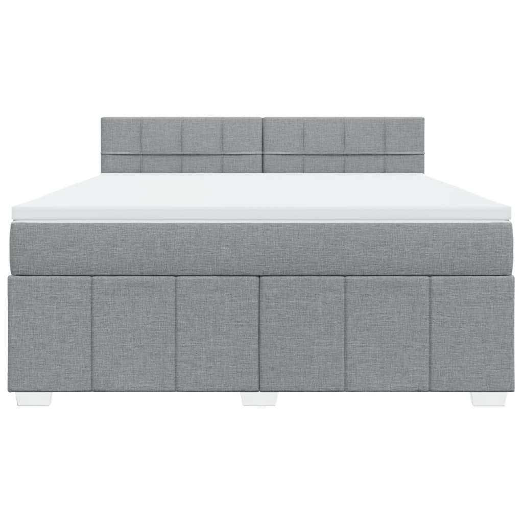 vidaXL Κρεβάτι Boxspring με Στρώμα Ανοιχτό Γκρι 180x200 εκ. Υφασμάτινο