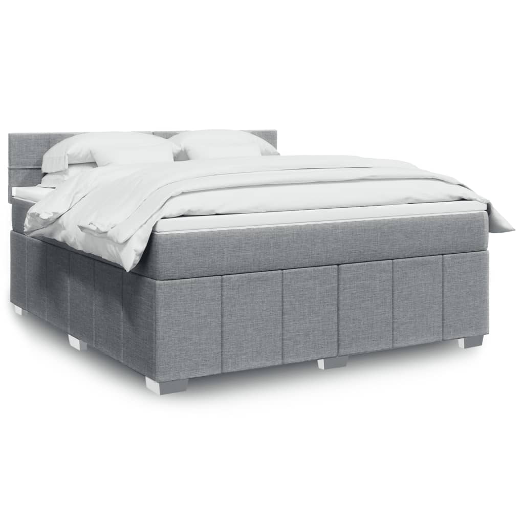 vidaXL Κρεβάτι Boxspring με Στρώμα Ανοιχτό Γκρι 180x200 εκ. Υφασμάτινο