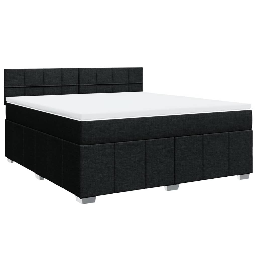 vidaXL Κρεβάτι Boxspring με Στρώμα Μαύρο 180x200 εκ. Υφασμάτινο