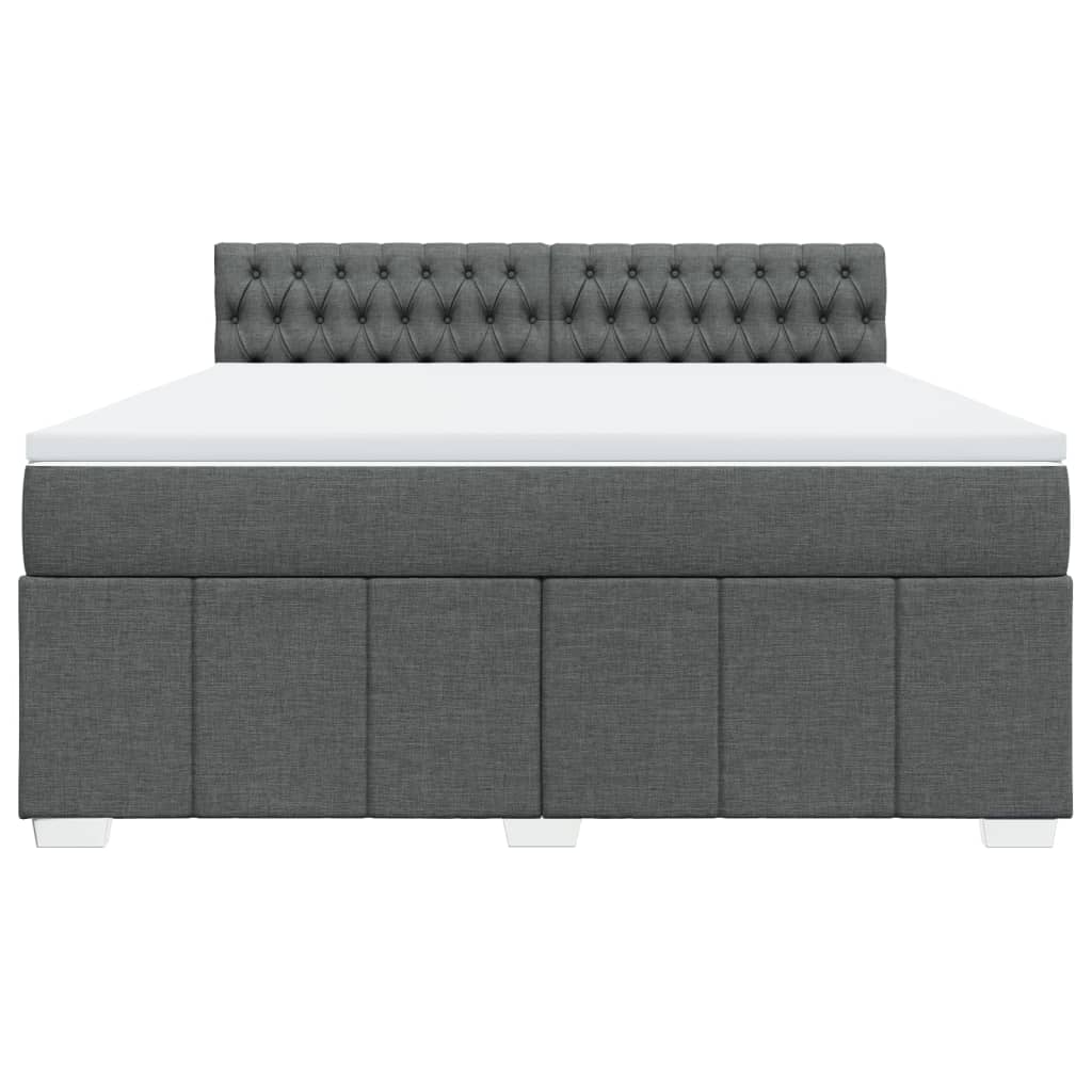 vidaXL Κρεβάτι Boxspring με Στρώμα Σκούρο Γκρι 180x200 εκ Υφασμάτιν