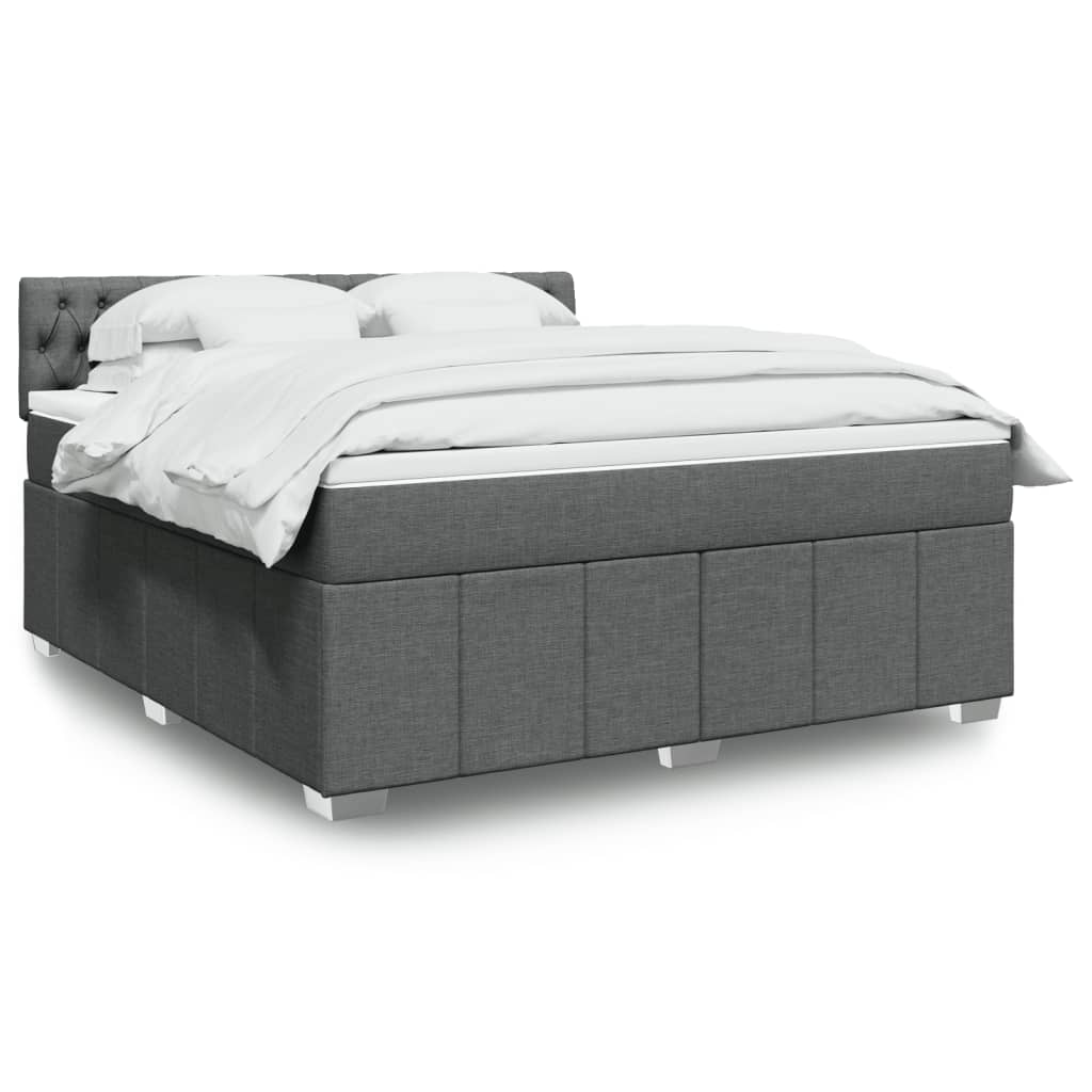 vidaXL Κρεβάτι Boxspring με Στρώμα Σκούρο Γκρι 180x200 εκ Υφασμάτιν