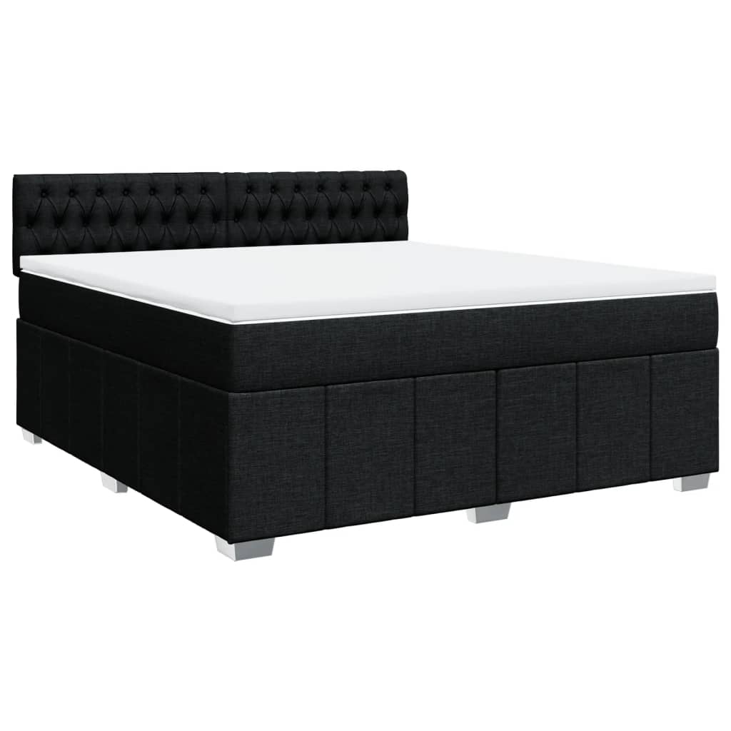 vidaXL Κρεβάτι Boxspring με Στρώμα Μαύρο 180x200 εκ. Υφασμάτινο