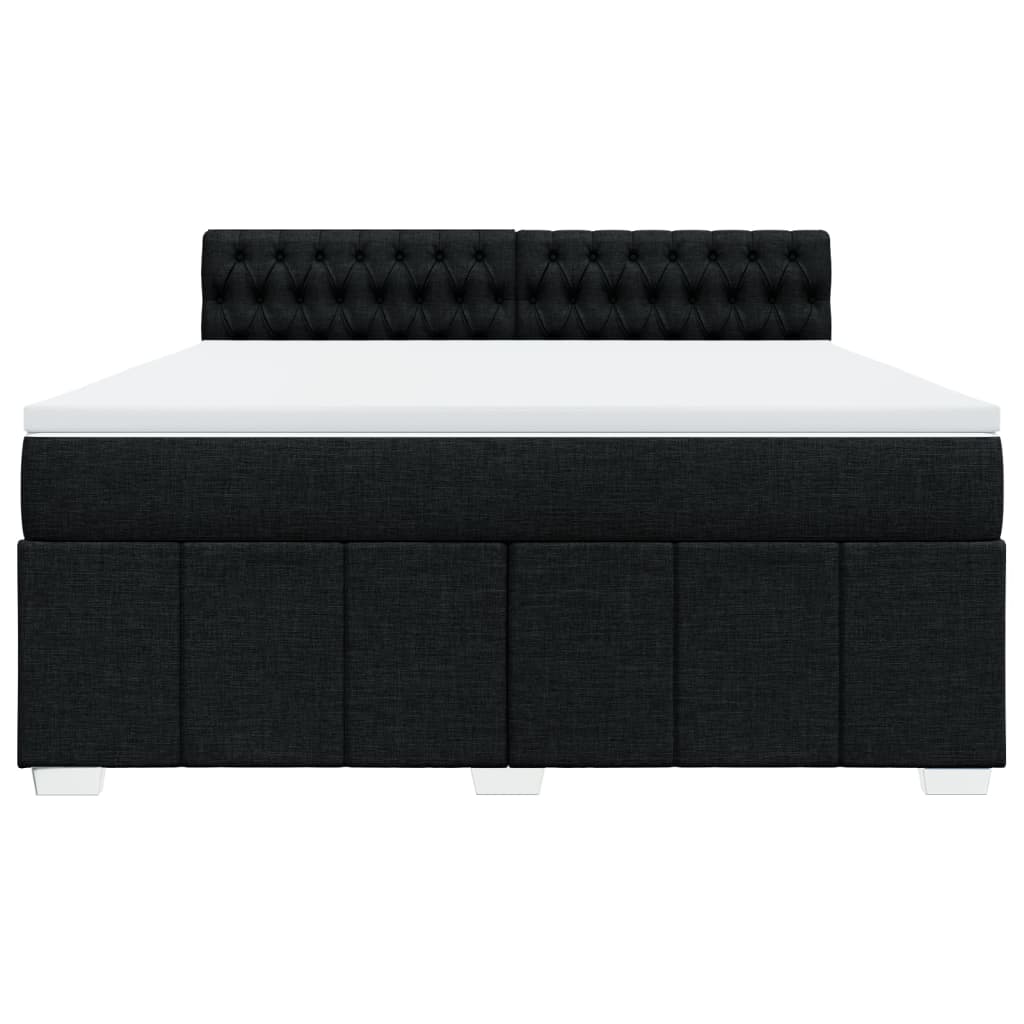 vidaXL Κρεβάτι Boxspring με Στρώμα Μαύρο 180x200 εκ. Υφασμάτινο