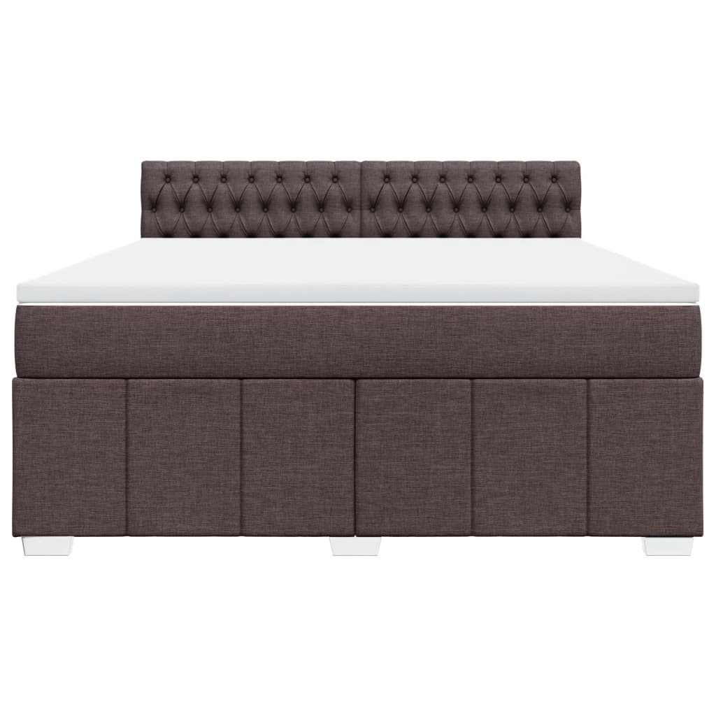 vidaXL Κρεβάτι Boxspring με Στρώμα Σκούρο Καφέ 180x200 εκ Υφασμάτινο