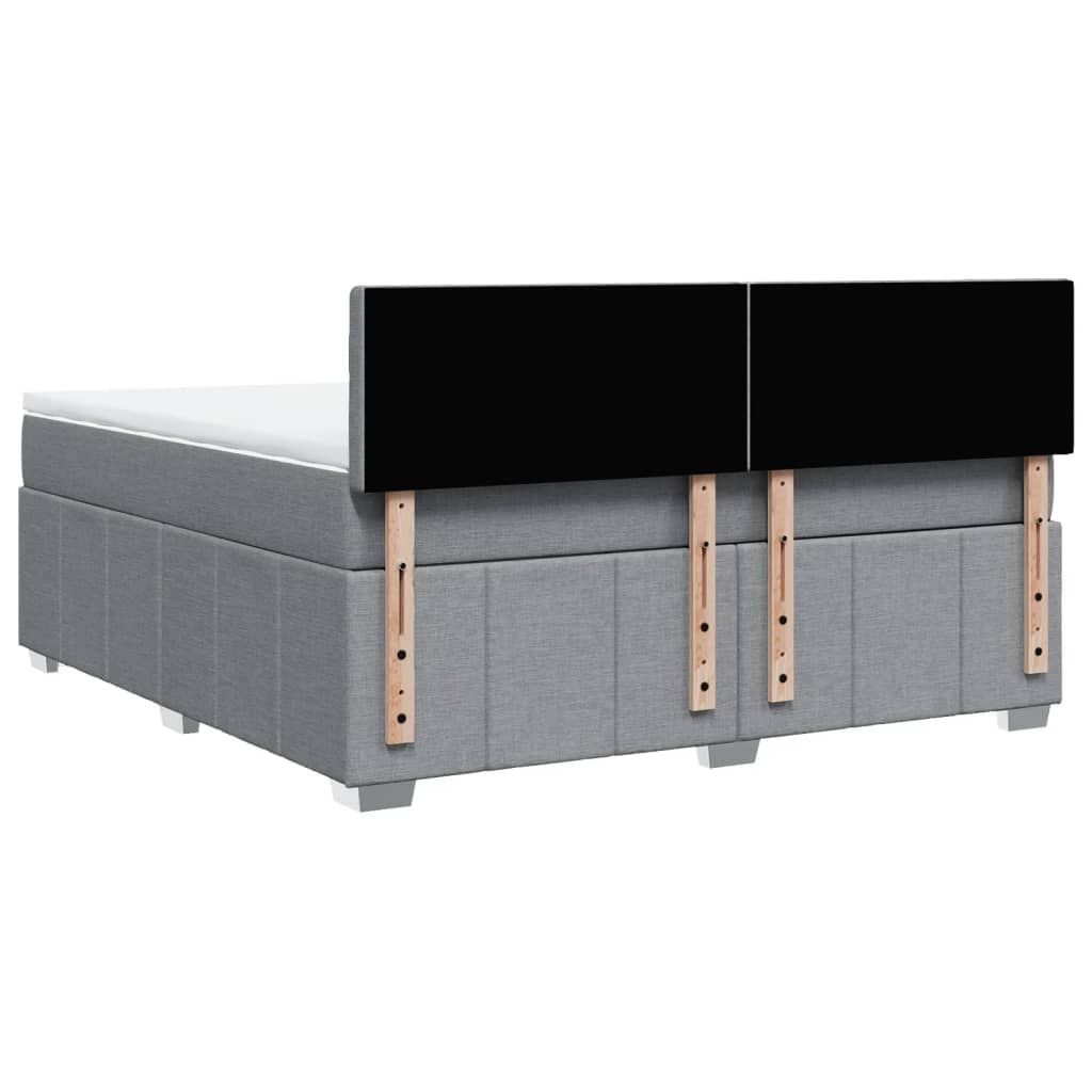 vidaXL Κρεβάτι Boxspring με Στρώμα Ανοιχτό Γκρι 180x200 εκ. Υφασμάτινο