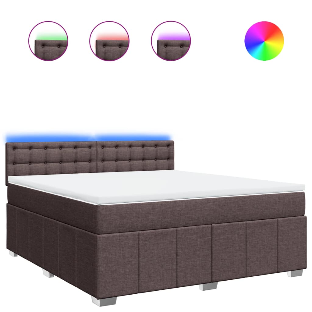 vidaXL Κρεβάτι Boxspring με Στρώμα Σκούρο Καφέ 180x200 εκ Υφασμάτινο
