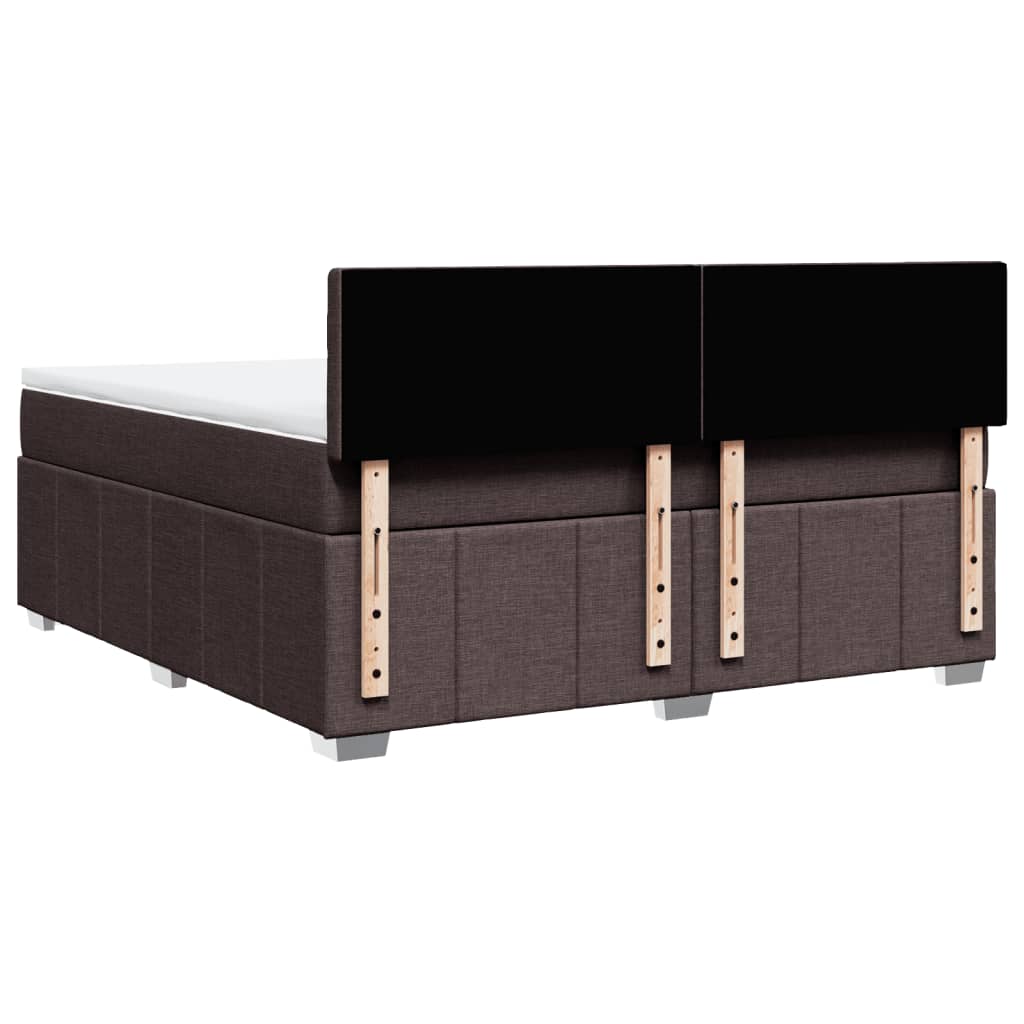 vidaXL Κρεβάτι Boxspring με Στρώμα Σκούρο Καφέ 180x200 εκ Υφασμάτινο