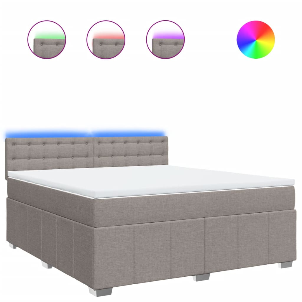 vidaXL Κρεβάτι Boxspring με Στρώμα Taupe 180x200 εκ. Υφασμάτινο