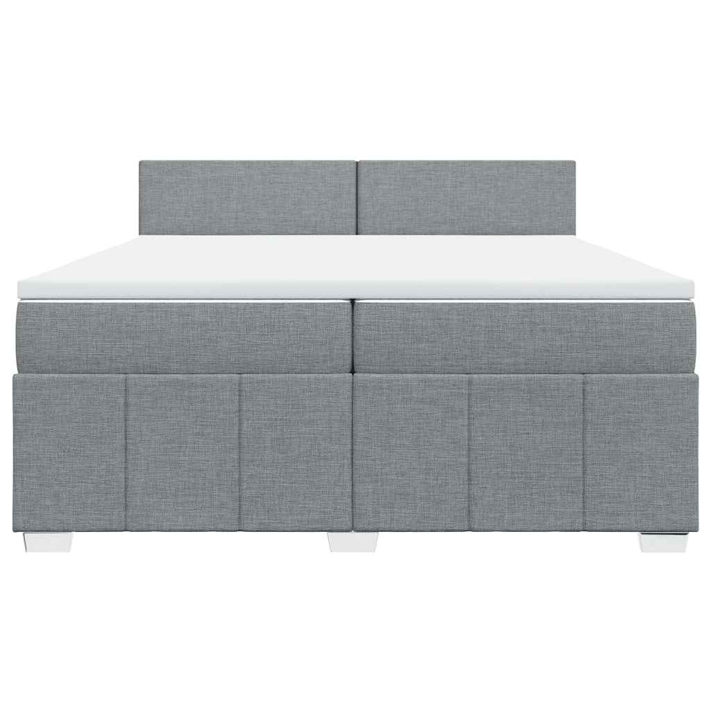 vidaXL Κρεβάτι Boxspring με Στρώμα Ανοιχτό Γκρι 200x200 εκ. Υφασμάτινο
