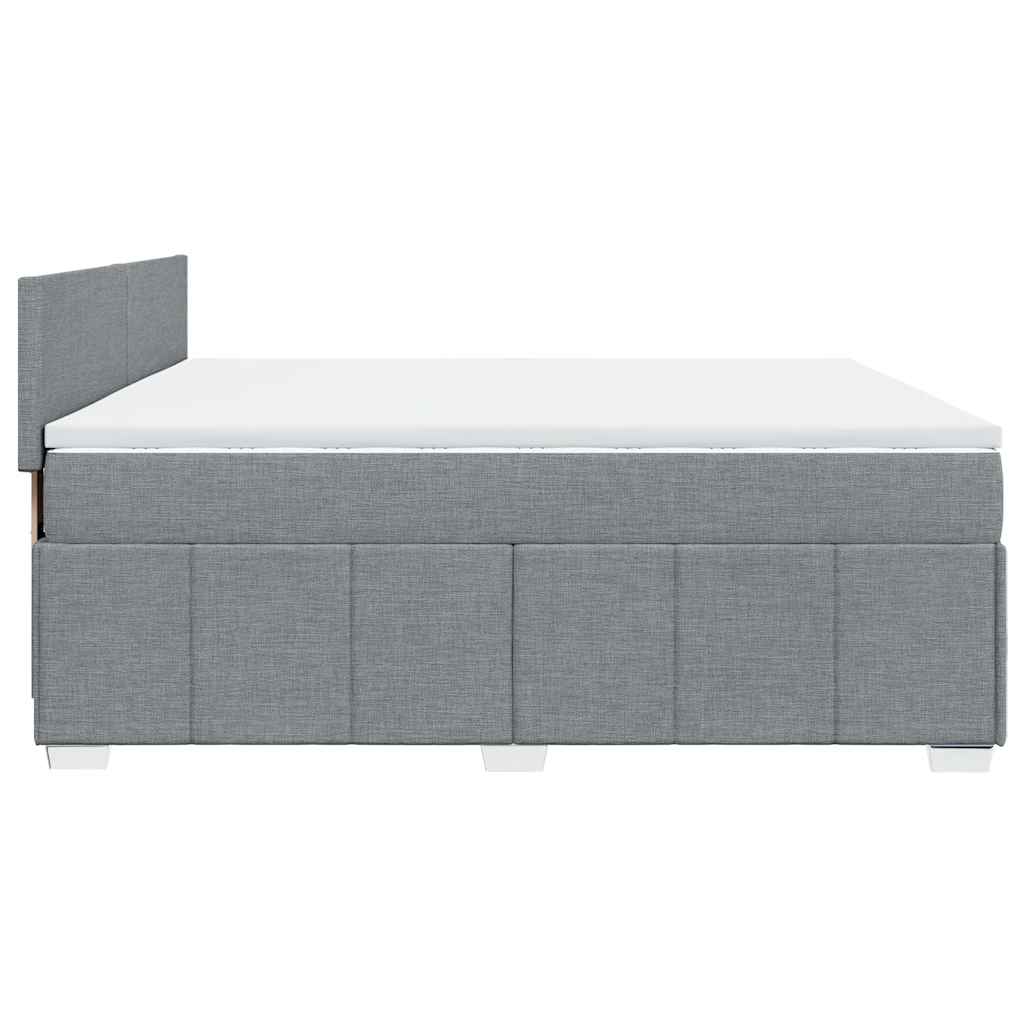 vidaXL Κρεβάτι Boxspring με Στρώμα Ανοιχτό Γκρι 200x200 εκ. Υφασμάτινο