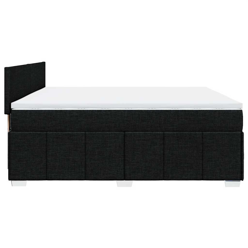 vidaXL Κρεβάτι Boxspring με Στρώμα Μαύρο 200x200 εκ. Υφασμάτινο