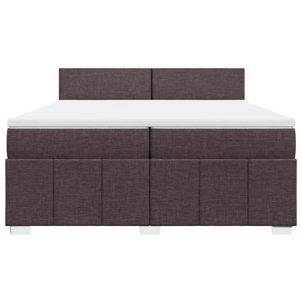 vidaXL Κρεβάτι Boxspring με Στρώμα Σκούρο Καφέ 200x200 εκ. Υφασμάτινο