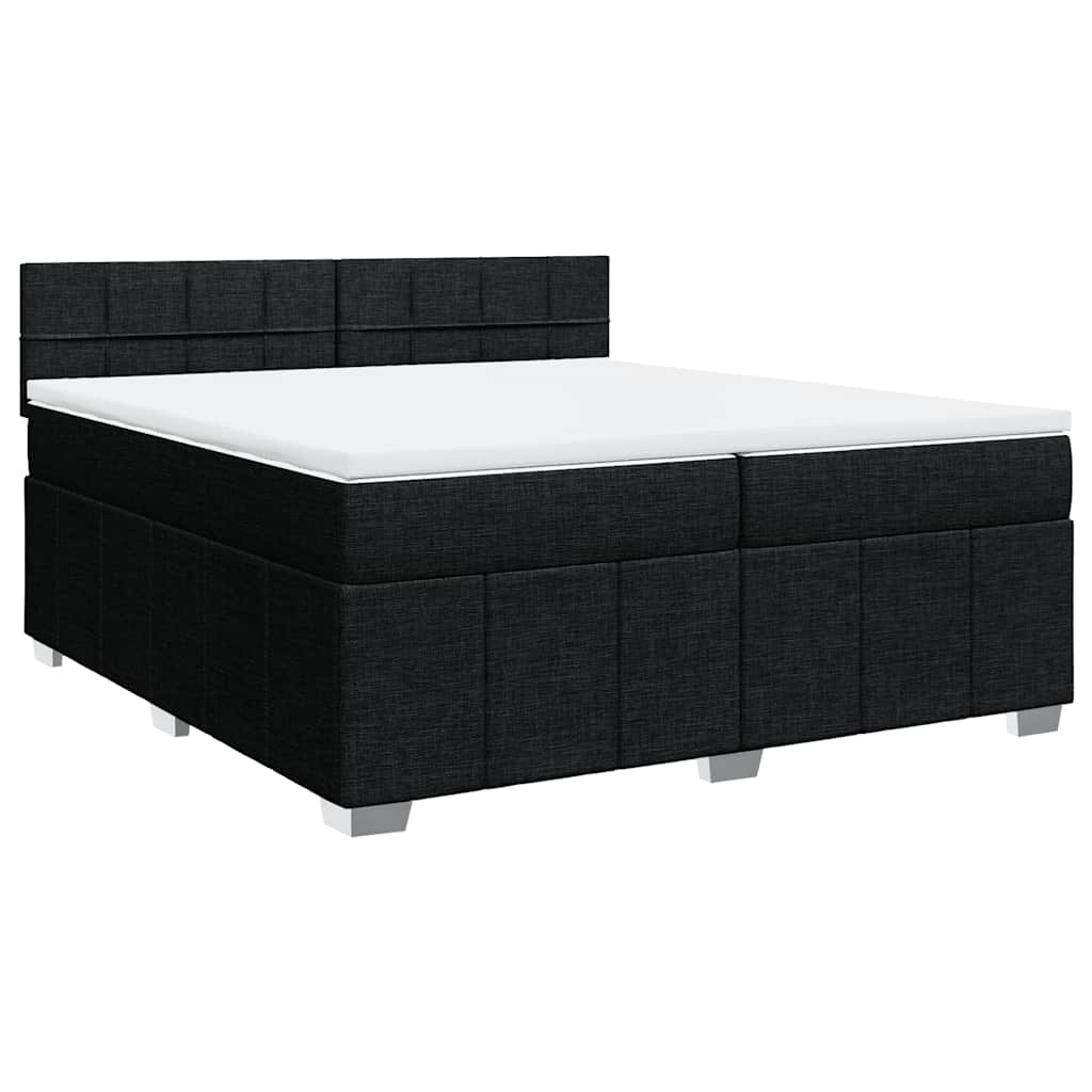 vidaXL Κρεβάτι Boxspring με Στρώμα Μαύρο 200x200 εκ. Υφασμάτινο