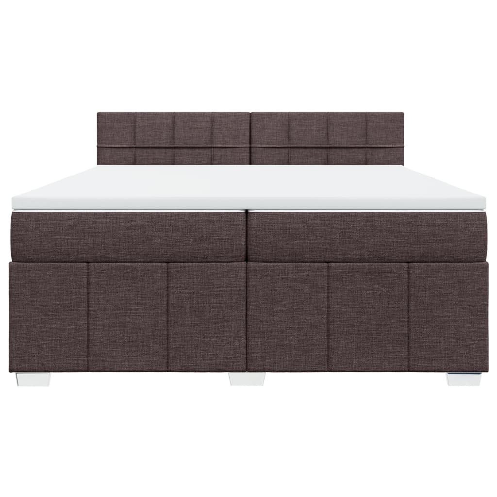 vidaXL Κρεβάτι Boxspring με Στρώμα Σκούρο Καφέ 200x200 εκ. Υφασμάτινο