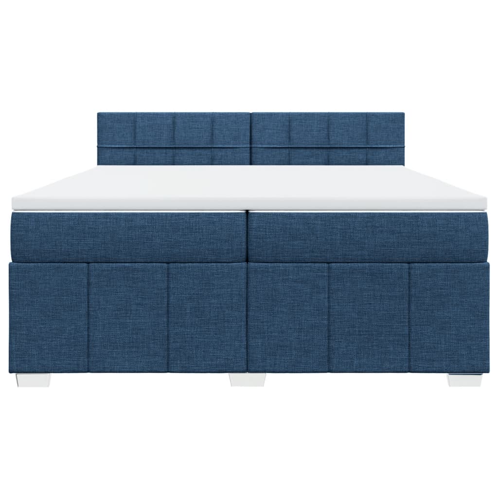 vidaXL Κρεβάτι Boxspring με Στρώμα Μπλε 200x200 εκ. Υφασμάτινο