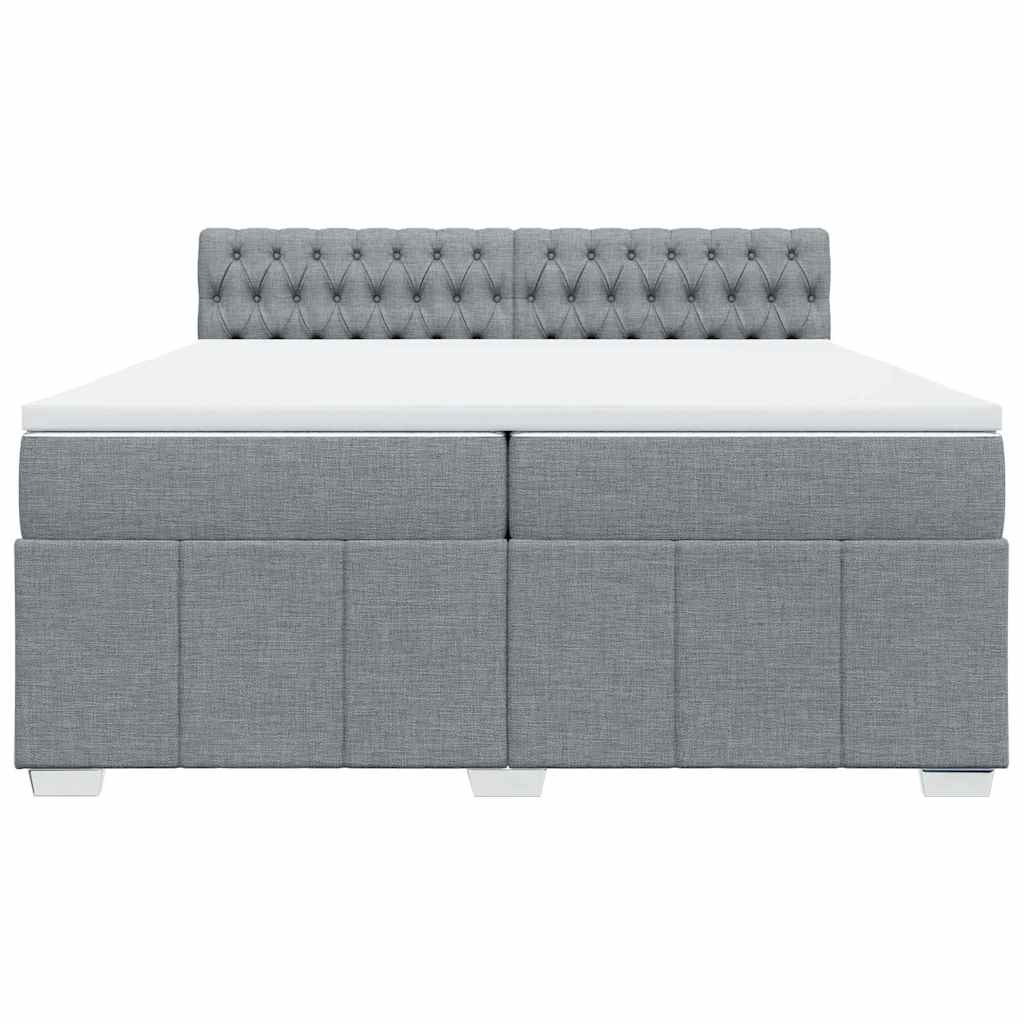 vidaXL Κρεβάτι Boxspring με Στρώμα Ανοιχτό Γκρι 200x200 εκ. Υφασμάτινο