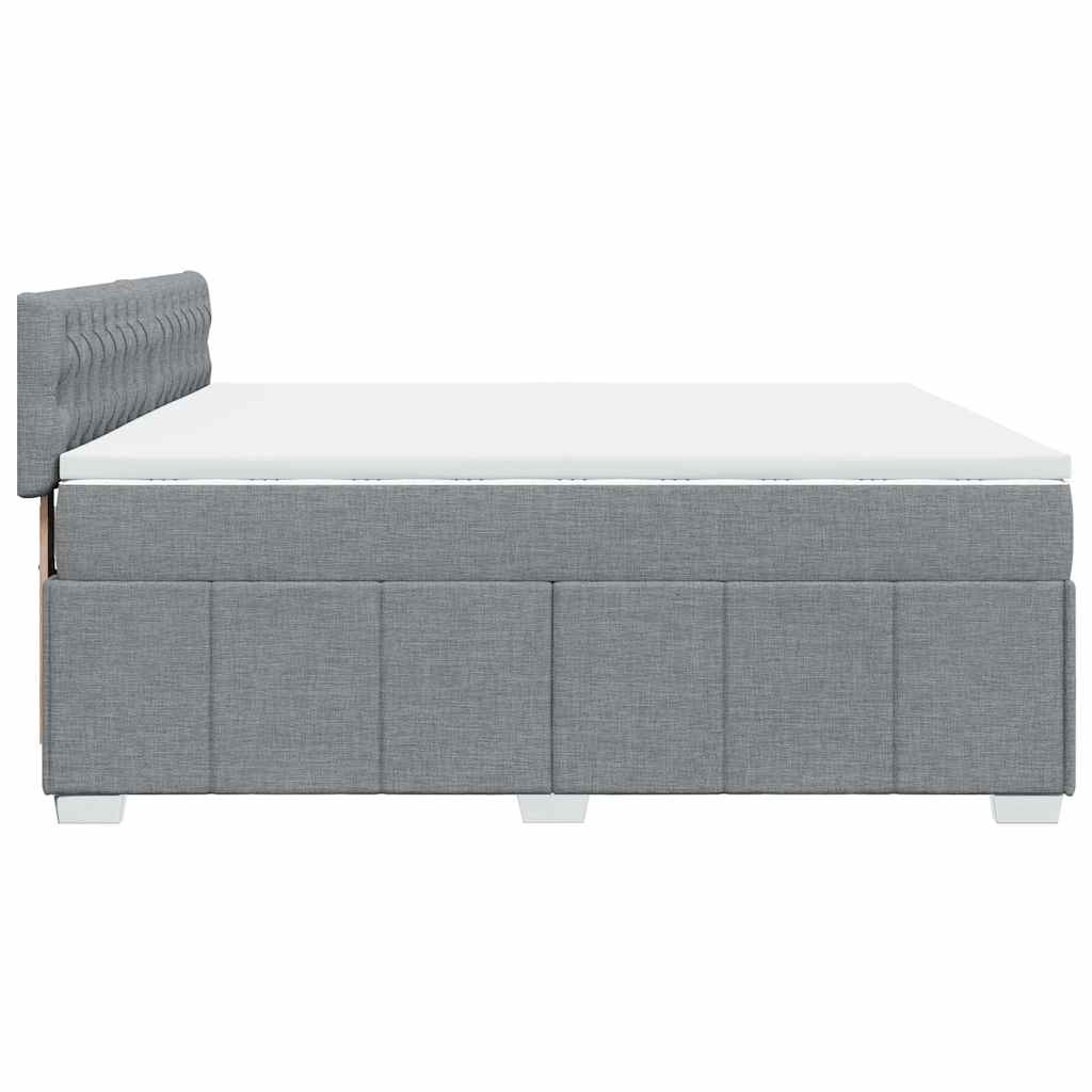 vidaXL Κρεβάτι Boxspring με Στρώμα Ανοιχτό Γκρι 200x200 εκ. Υφασμάτινο