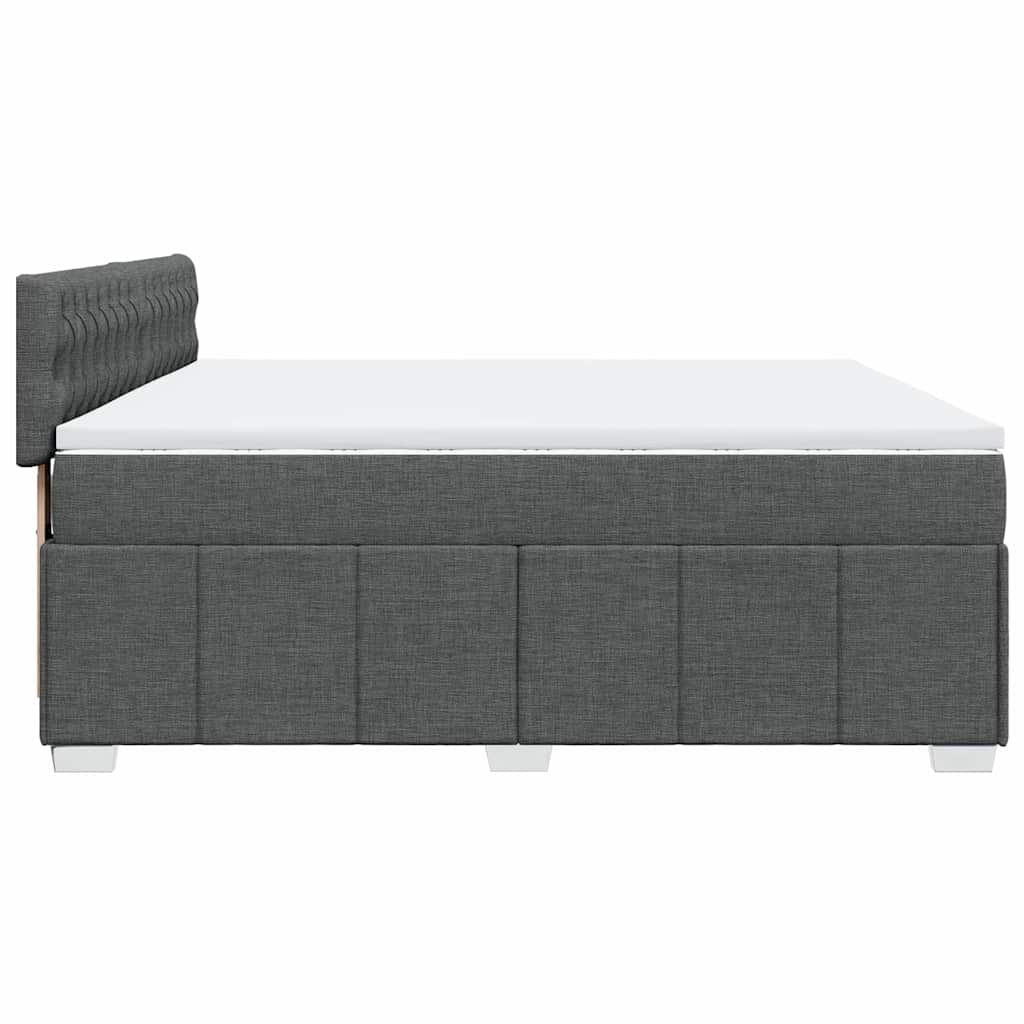 vidaXL Κρεβάτι Boxspring με Στρώμα Σκούρο Γκρι 200x200 εκ. Υφασμάτινο