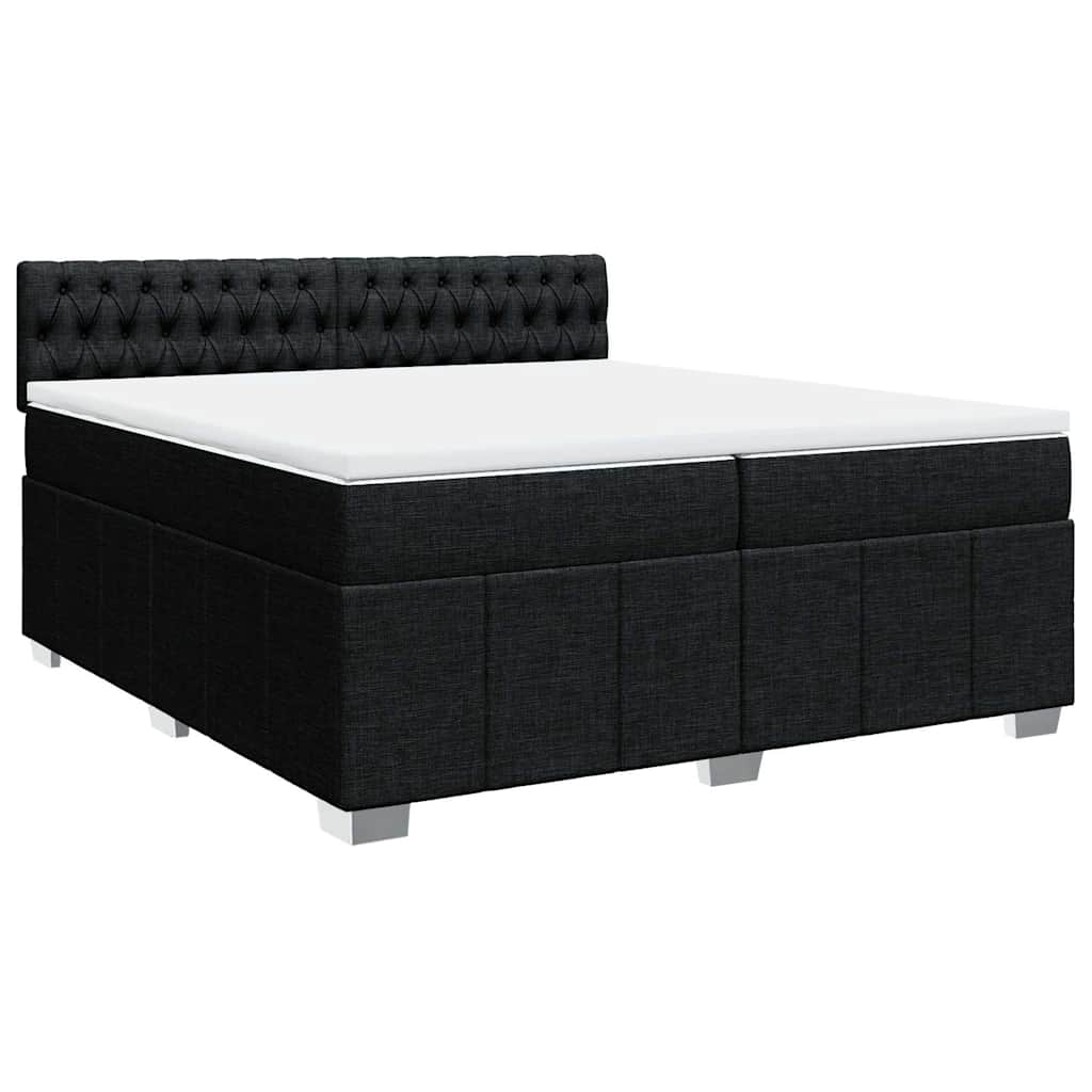 vidaXL Κρεβάτι Boxspring με Στρώμα Μαύρο 200x200 εκ. Υφασμάτινο