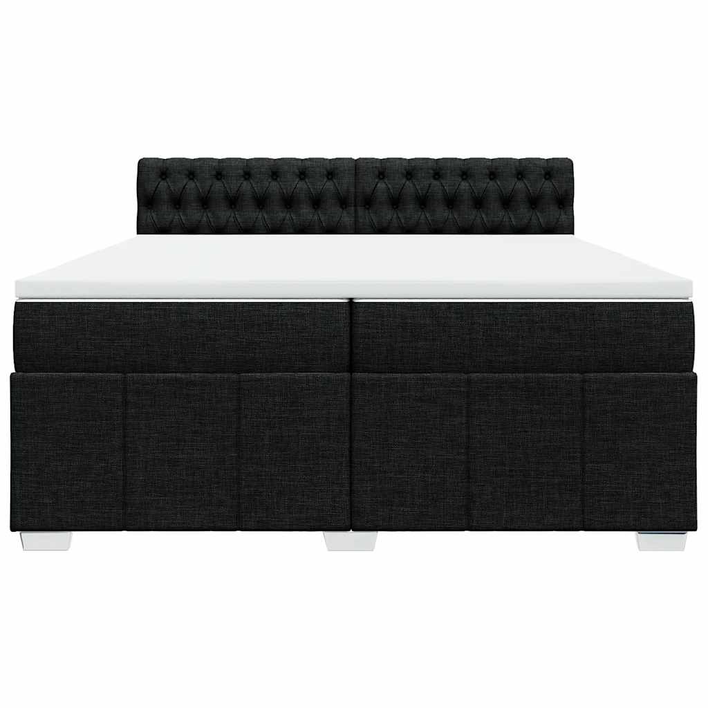 vidaXL Κρεβάτι Boxspring με Στρώμα Μαύρο 200x200 εκ. Υφασμάτινο