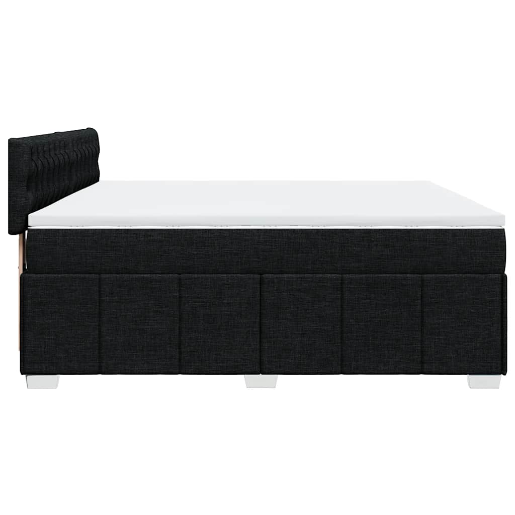 vidaXL Κρεβάτι Boxspring με Στρώμα Μαύρο 200x200 εκ. Υφασμάτινο