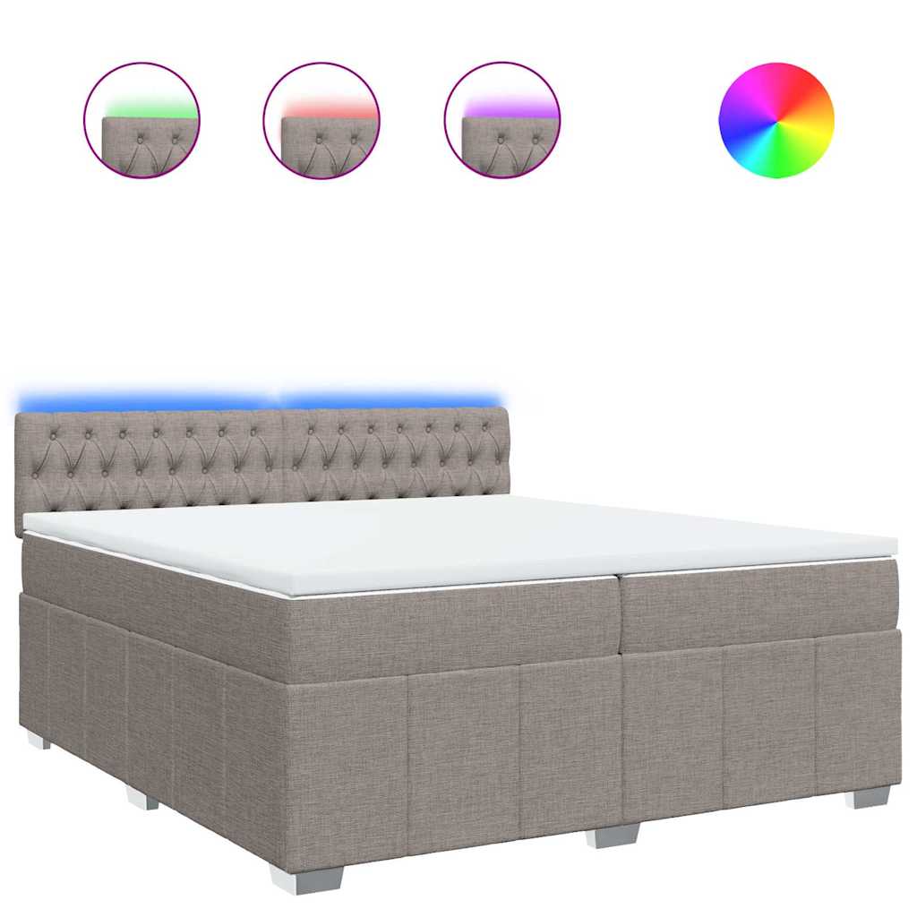 vidaXL Κρεβάτι Boxspring με Στρώμα Taupe 200x200 εκ. Υφασμάτινο