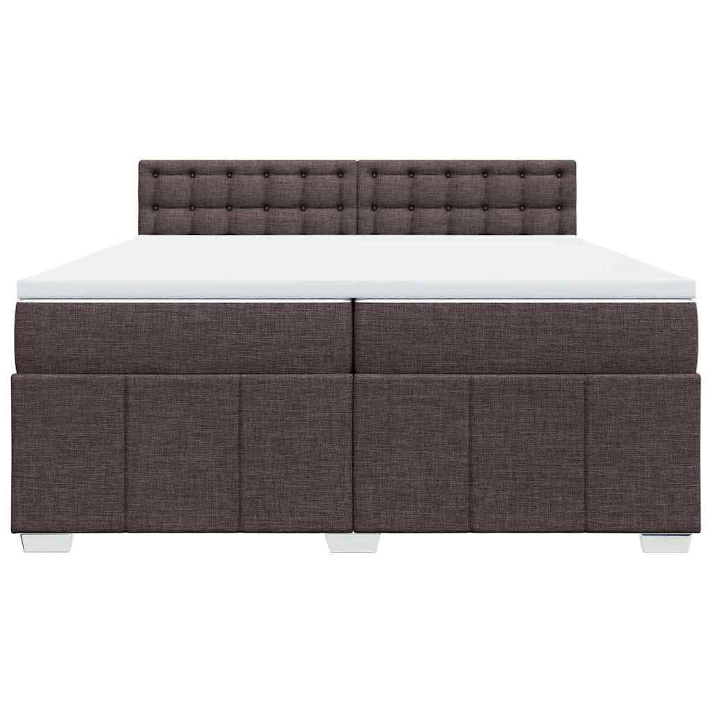 vidaXL Κρεβάτι Boxspring με Στρώμα Σκούρο Καφέ 200x200 εκ. Υφασμάτινο