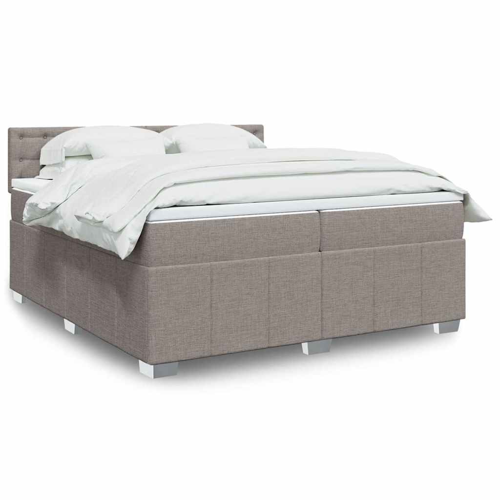 vidaXL Κρεβάτι Boxspring με Στρώμα Taupe 200x200 εκ. Υφασμάτινο
