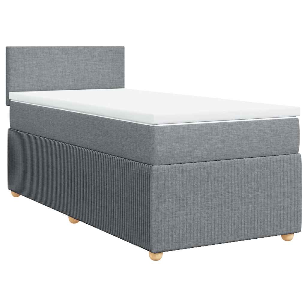 vidaXL Κρεβάτι Boxspring με Στρώμα Ανοιχτό Γκρι 80x200 εκ. Υφασμάτινο