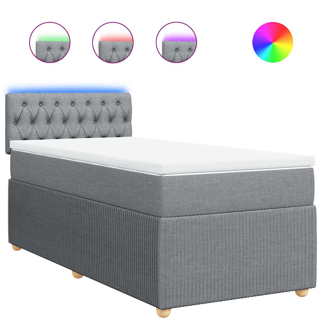 vidaXL Κρεβάτι Boxspring με Στρώμα Ανοιχτό Γκρι 80x200 εκ. Υφασμάτινο