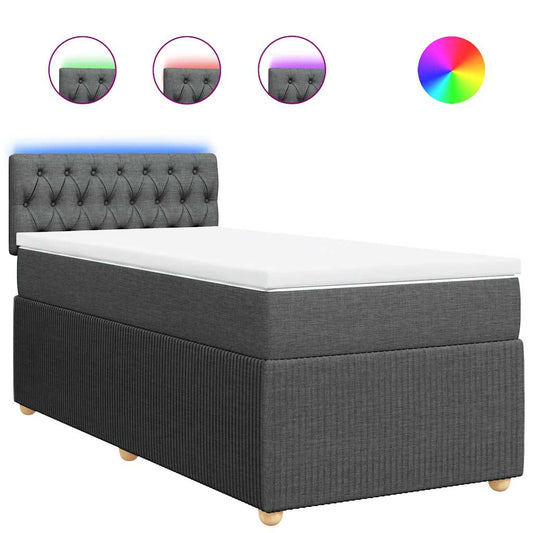 vidaXL Κρεβάτι Boxspring με Στρώμα Σκούρο Γκρι 80x200 εκ. Υφασμάτινο