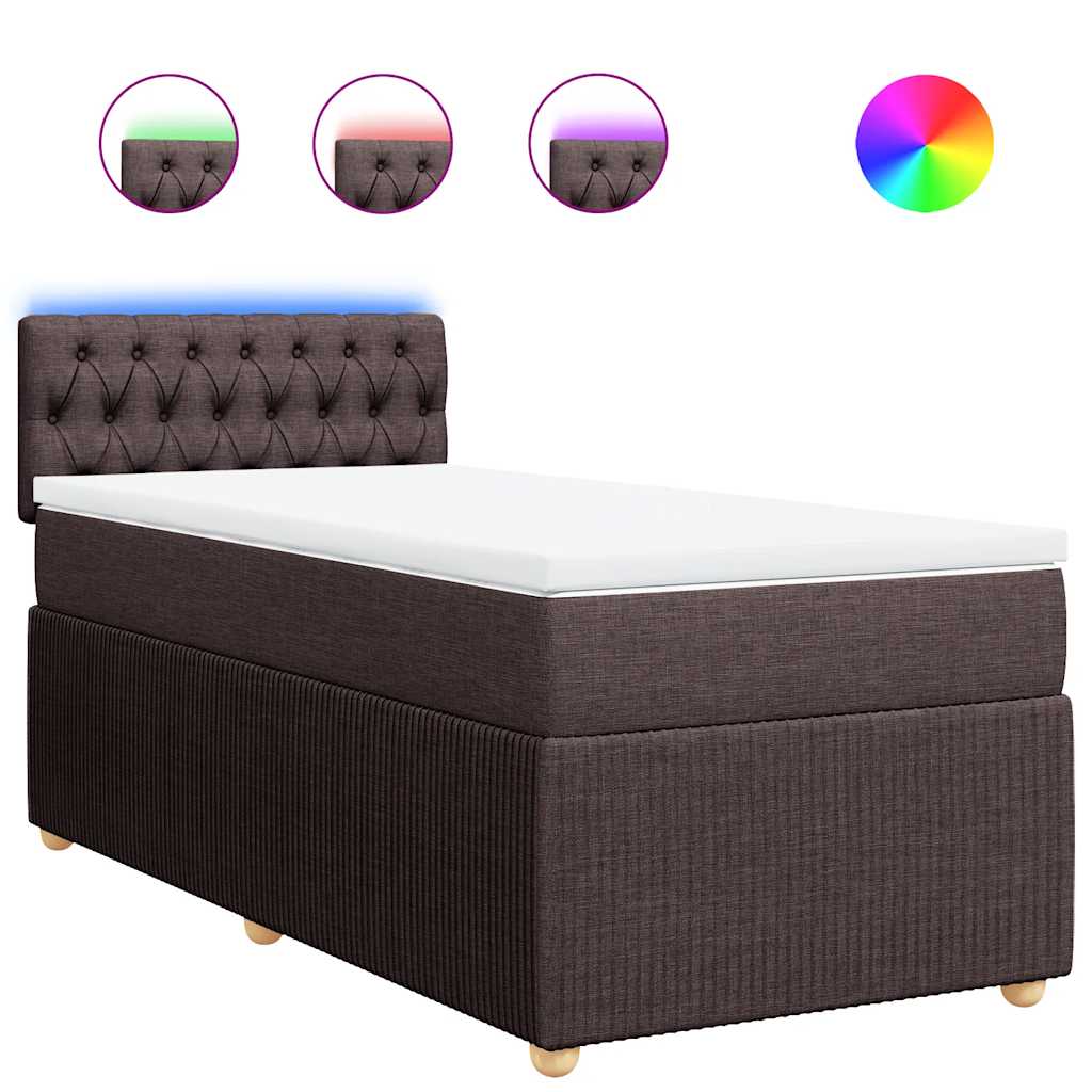 vidaXL Κρεβάτι Boxspring με Στρώμα Σκούρο Καφέ 80x200 εκ. Υφασμάτινο