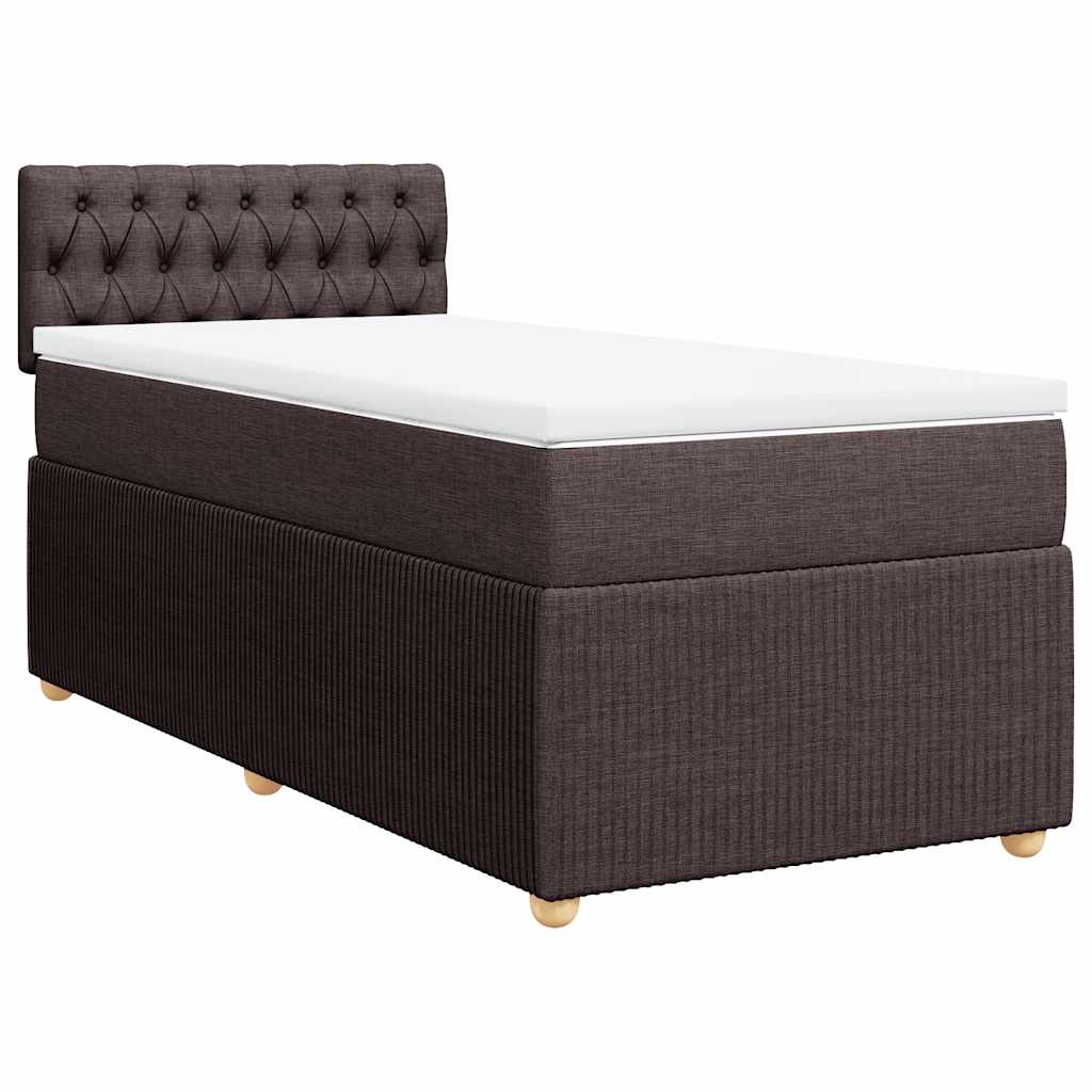 vidaXL Κρεβάτι Boxspring με Στρώμα Σκούρο Καφέ 80x200 εκ. Υφασμάτινο