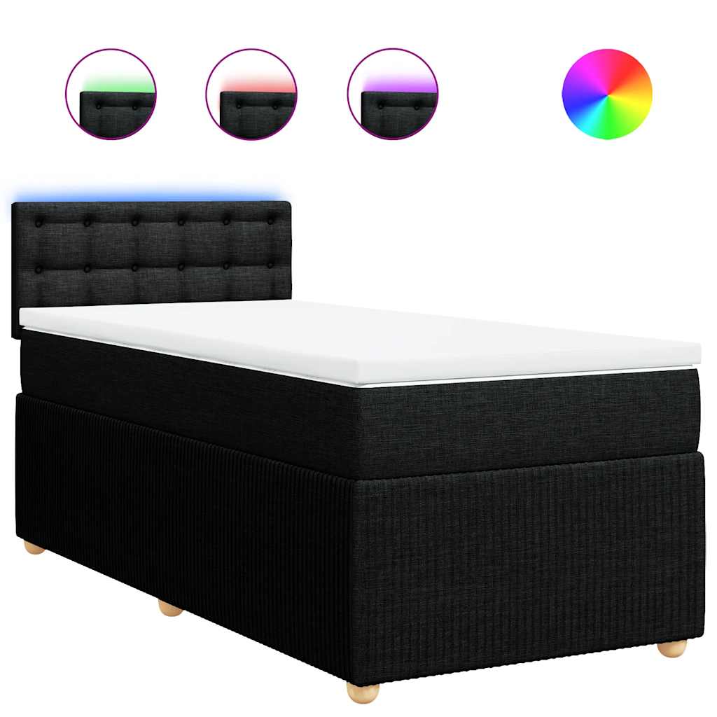 vidaXL Κρεβάτι Boxspring με Στρώμα Μαύρο 80 x 200 εκ. Υφασμάτινο