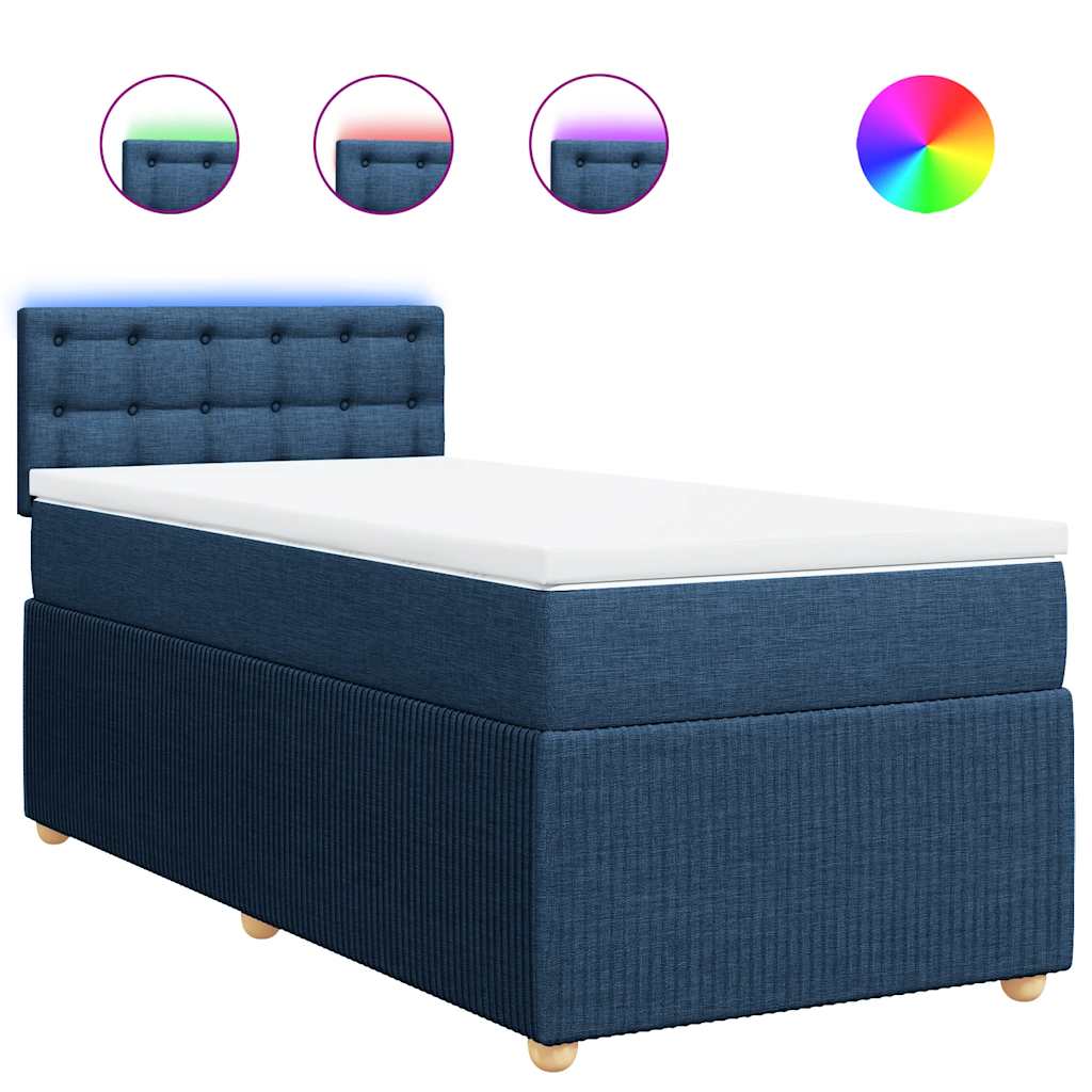 vidaXL Κρεβάτι Boxspring με Στρώμα Μπλε 80x200 εκ. Υφασμάτινο