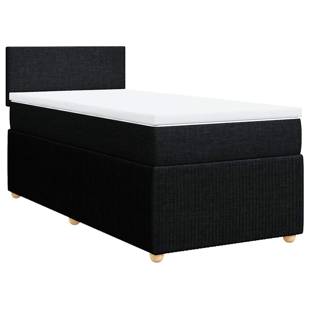 vidaXL Κρεβάτι Boxspring με Στρώμα Μαύρο 90x190 εκ.Υφασμάτινο