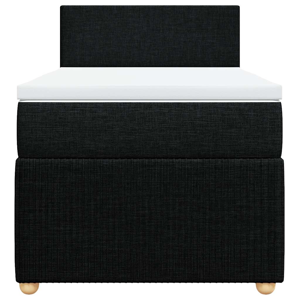 vidaXL Κρεβάτι Boxspring με Στρώμα Μαύρο 90x190 εκ.Υφασμάτινο