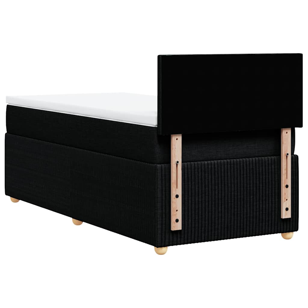 vidaXL Κρεβάτι Boxspring με Στρώμα Μαύρο 90x190 εκ.Υφασμάτινο